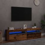 Dulapuri TV cu lumini LED, 2 buc., lemn vechi, lemn prelucrat GartenMobel Dekor