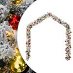 Ghirlandă de Crăciun cu globuri și lumini LED, verde, 5 m, PVC GartenMobel Dekor
