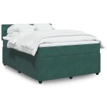 Pat box spring cu saltea, verde închis, 140x190 cm, catifea GartenMobel Dekor
