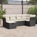 Set mobilier de grădină cu perne, 6 piese, negru, poliratan GartenMobel Dekor