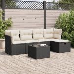 Set mobilier de grădină cu perne, 6 piese, negru, poliratan GartenMobel Dekor