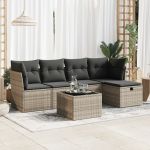Set mobilier grădină cu perne, 6 piese, gri, poliratan GartenMobel Dekor