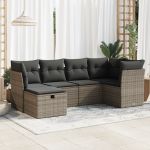 Set mobilier grădină cu perne, 6 piese, gri, poliratan GartenMobel Dekor
