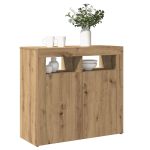 Dulap cu lumini LED stejar artizanal 80x35x75 cm lemn prelucrat GartenMobel Dekor