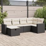 Set mobilier de grădină cu perne, 6 piese, negru, poliratan GartenMobel Dekor