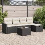 Set mobilier de grădină cu perne, 6 piese, negru, poliratan GartenMobel Dekor