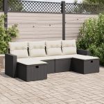 Set mobilier de grădină cu perne, 6 piese, negru, poliratan GartenMobel Dekor