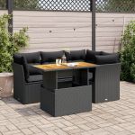 Set mobilier de grădină cu perne, 5 piese, negru, poliratan GartenMobel Dekor