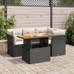 Set mobilier de grădină cu perne, 5 piese, negru, poliratan GartenMobel Dekor