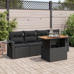 Set mobilier de grădină cu perne, 5 piese, negru, poliratan GartenMobel Dekor