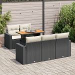 Set mobilier de grădină cu perne, 6 piese, negru, poliratan GartenMobel Dekor