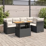 Set mobilier de grădină cu perne, 6 piese, negru, poliratan GartenMobel Dekor
