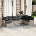 Set mobilier de grădină cu perne, 8 piese gri deschis poliratan GartenMobel Dekor