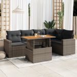 Set mobilier grădină cu perne, 6 piese, gri, poliratan GartenMobel Dekor
