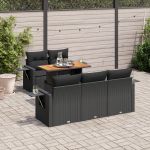 Set mobilier de grădină cu perne, 6 piese, negru, poliratan GartenMobel Dekor