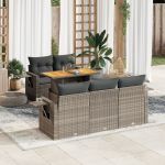Set mobilier grădină cu perne, 6 piese, gri, poliratan GartenMobel Dekor