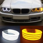 Angel Eyes COTTON compatibil BMW E46 cu lupa E36/E38/E39 Lumina: alba DRL + semnalizare galbena COD: H-COT-WY06 Automotive TrustedCars