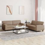 Set de canapele, 2 piese, cappuccino, piele ecologică GartenMobel Dekor