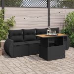 Set mobilier de grădină cu perne, 5 piese, negru, poliratan GartenMobel Dekor
