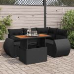 Set mobilier de grădină cu perne, 5 piese, negru, poliratan GartenMobel Dekor