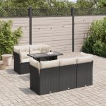Set mobilier de grădină cu perne, 6 piese, negru, poliratan GartenMobel Dekor