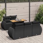 Set mobilier de grădină cu perne, 6 piese, negru, poliratan GartenMobel Dekor