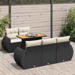 Set mobilier de grădină cu perne, 6 piese, negru, poliratan GartenMobel Dekor