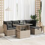 Set mobilier grădină cu perne, 6 piese, gri, poliratan GartenMobel Dekor