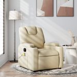 Fotoliu rabatabil de masaj, crem, material textil GartenMobel Dekor