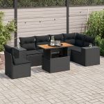 Set canapele de grădină cu perne, 7 piese, negru, poliratan GartenMobel Dekor
