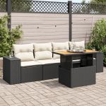 Set mobilier de grădină cu perne, 5 piese, negru, poliratan GartenMobel Dekor