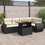 Set mobilier de grădină cu perne, 6 piese, negru, poliratan GartenMobel Dekor