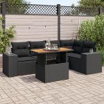 Set mobilier de grădină cu perne, 6 piese, negru, poliratan GartenMobel Dekor