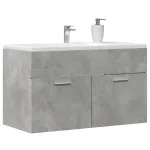 Dulap de chiuvetă baie gri beton, 90x38,5x46 cm, lemn prelucrat GartenMobel Dekor
