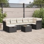 Set mobilier de grădină cu perne, 8 piese, negru, poliratan GartenMobel Dekor