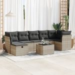 Set mobilier de grădină cu perne, 8 piese gri deschis poliratan GartenMobel Dekor