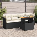 Set mobilier de grădină cu perne, 5 piese, negru, poliratan GartenMobel Dekor