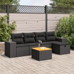 Set mobilier de grădină cu perne, 6 piese, negru, poliratan GartenMobel Dekor