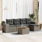 Set mobilier grădină cu perne, 6 piese, gri, poliratan GartenMobel Dekor