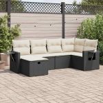 Set mobilier de grădină cu perne, 6 piese, negru, poliratan GartenMobel Dekor