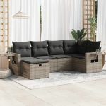 Set mobilier grădină cu perne, 6 piese, gri, poliratan GartenMobel Dekor