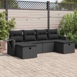Set mobilier de grădină cu perne, 6 piese, negru, poliratan GartenMobel Dekor