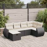 Set mobilier de grădină cu perne, 6 piese, negru, poliratan GartenMobel Dekor