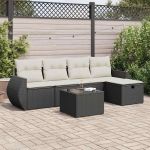 Set mobilier de grădină cu perne, 6 piese, negru, poliratan GartenMobel Dekor