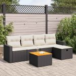Set mobilier de grădină cu perne, 6 piese, negru, poliratan GartenMobel Dekor