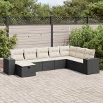 Set mobilier de grădină cu perne, 8 piese, negru, poliratan GartenMobel Dekor