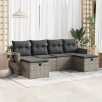 Set mobilier grădină cu perne, 6 piese, gri, poliratan GartenMobel Dekor