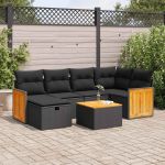 Set canapele de grădină cu perne, 7 piese, negru, poliratan GartenMobel Dekor