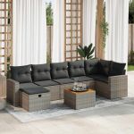 Set canapele de grădină cu perne, 8 piese, gri, poliratan GartenMobel Dekor