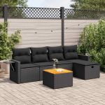 Set mobilier de grădină cu perne, 6 piese, negru, poliratan GartenMobel Dekor